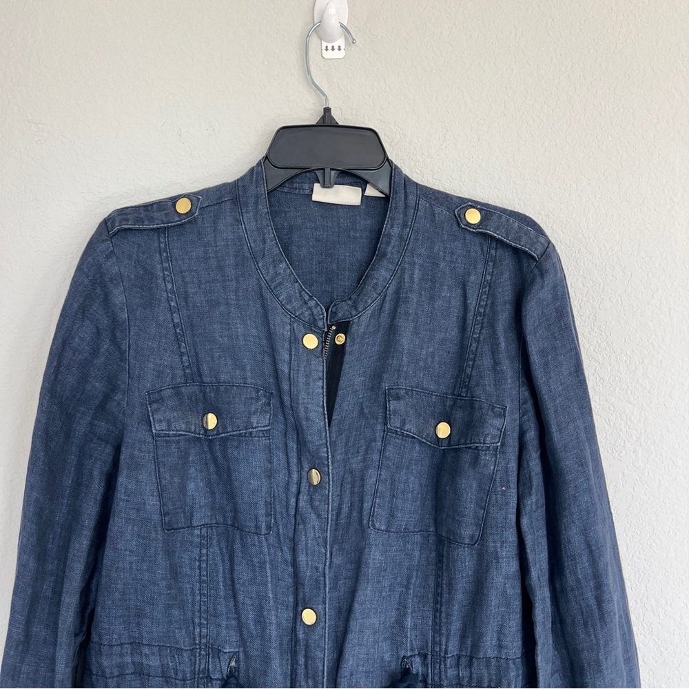 Chico’s Indigo Linen Utility Jacket Size Large - Picture 4 of 10